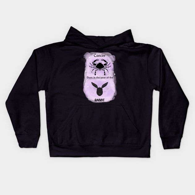 Cancer Born In The Year of the Rabbit Kids Hoodie by Miozoto_Design